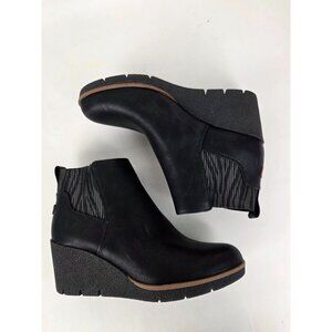NWOT Dr. Scholl's Lean In Wedge Bootie Womens Black Wedge Ankle Boots Size 6